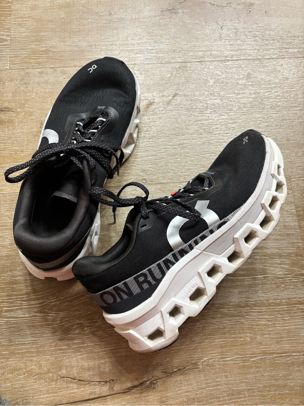 On Running Cloudmonster Women's Black and White Running Sneakers